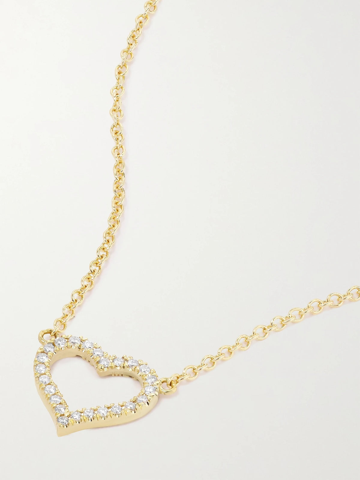 Small Open Heart 18-karat Gold Diamond Necklace