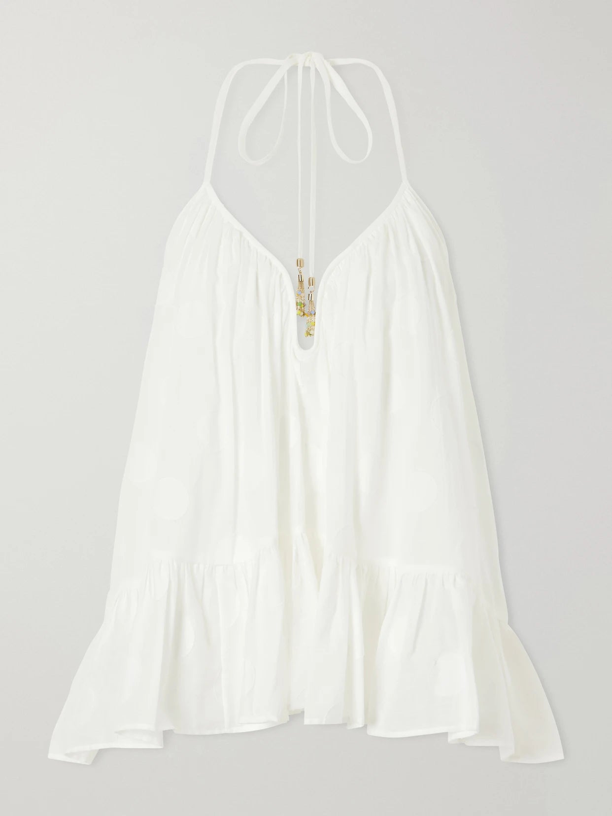 Solstice Embellished Polka-dot Cotton Tank