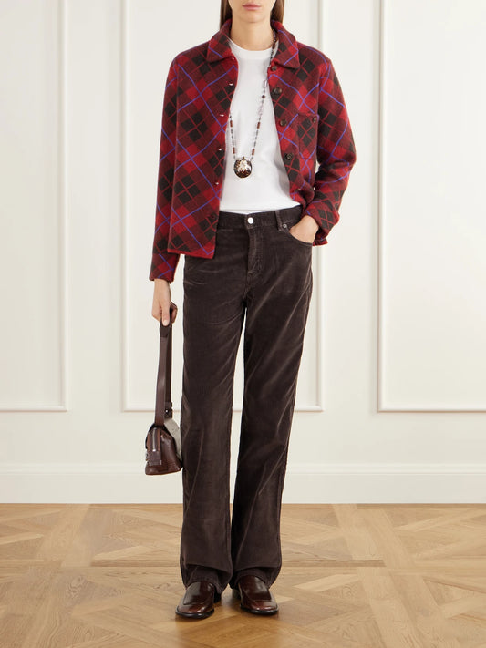 Image of Jeans. Product name - Weekender Organic Cotton-corduroy Mid-rise Wide-leg Jeans in Brown colour by brand - Guest In Residence