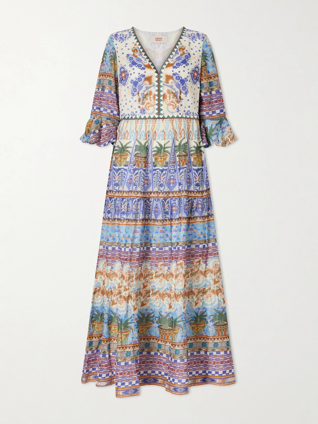 Bella Pleated Printed Cotton Maxi Dress