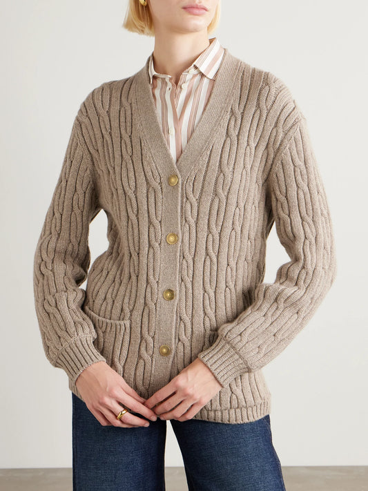 Cable-knit Cashmere-blend Cardigan