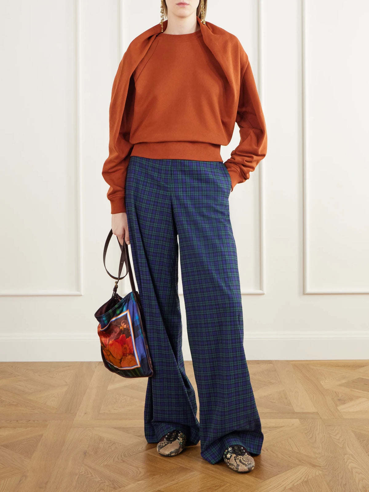Image of Sneakers. Product name - Patchwork Floral Jacquard-trimmed Leather Sneakers in Multi colour by brand - Dries Van Noten