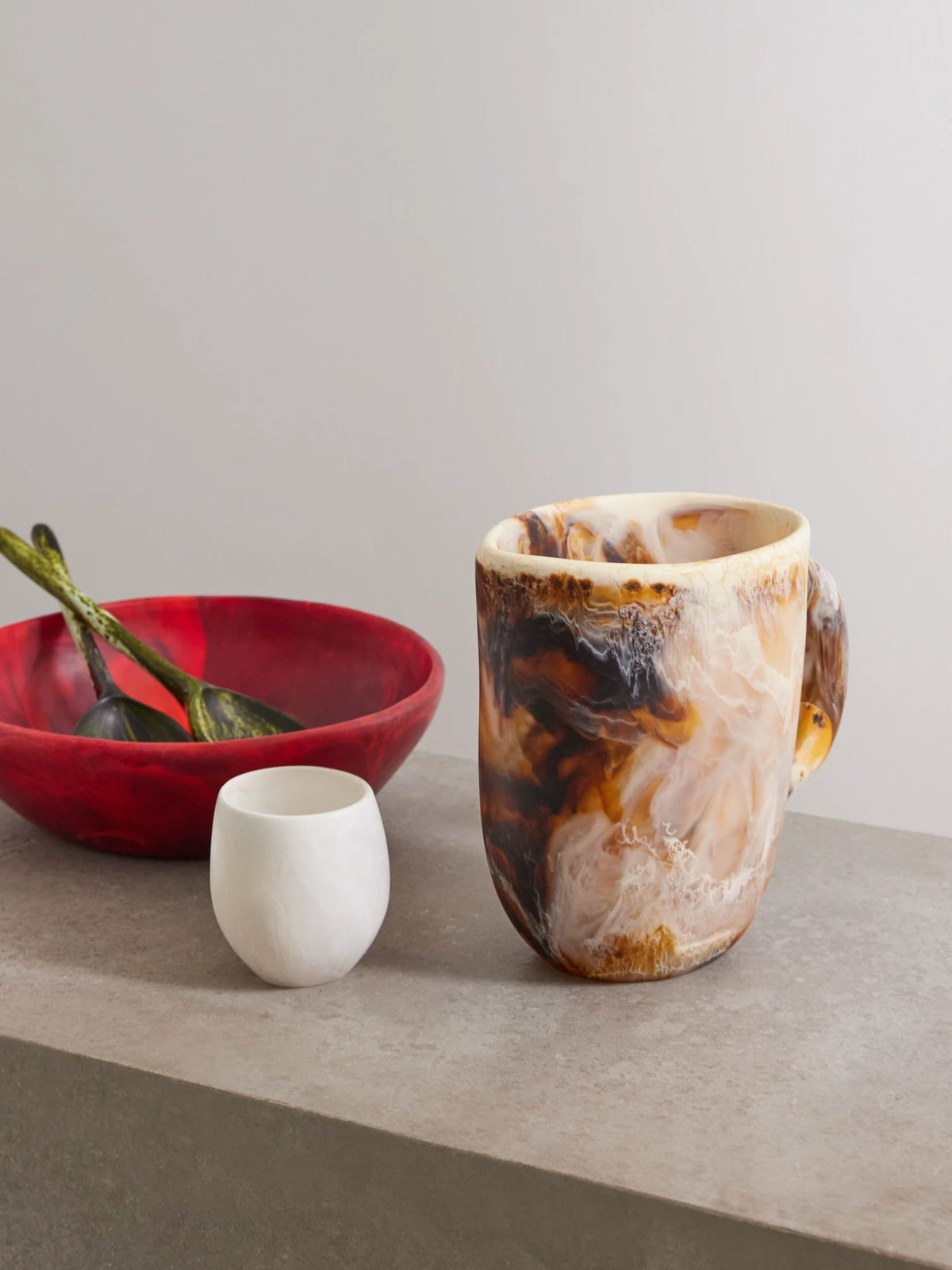 Image of Tableware. Product name - Rock Large 23cm Swirled Resin Jug in Beige colour by brand - Dinosaur Designs