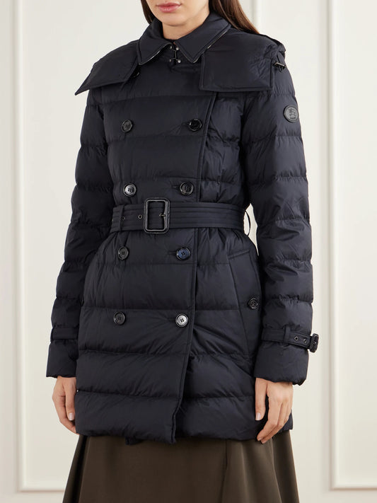 Burberry Audley Belted Double-breasted Quilted Shell Down Coat