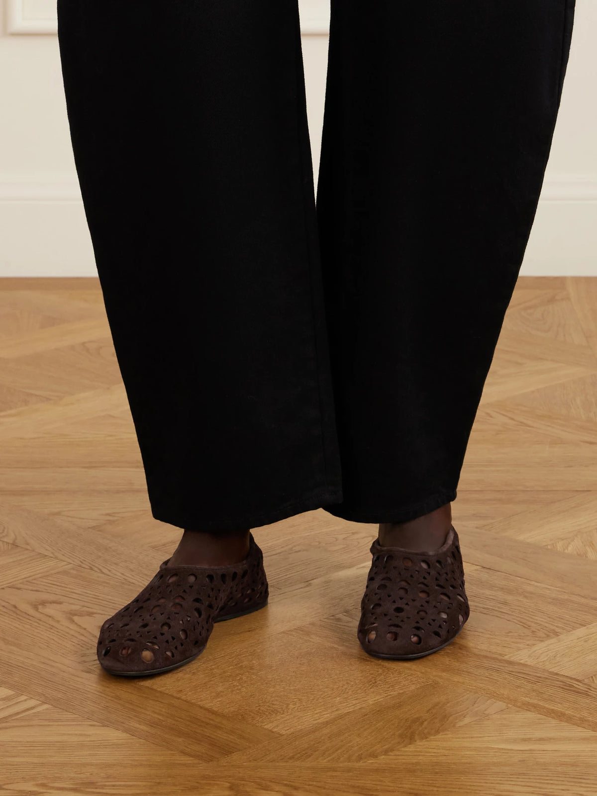 Neo Vienne Perforated Suede Ballet Flats