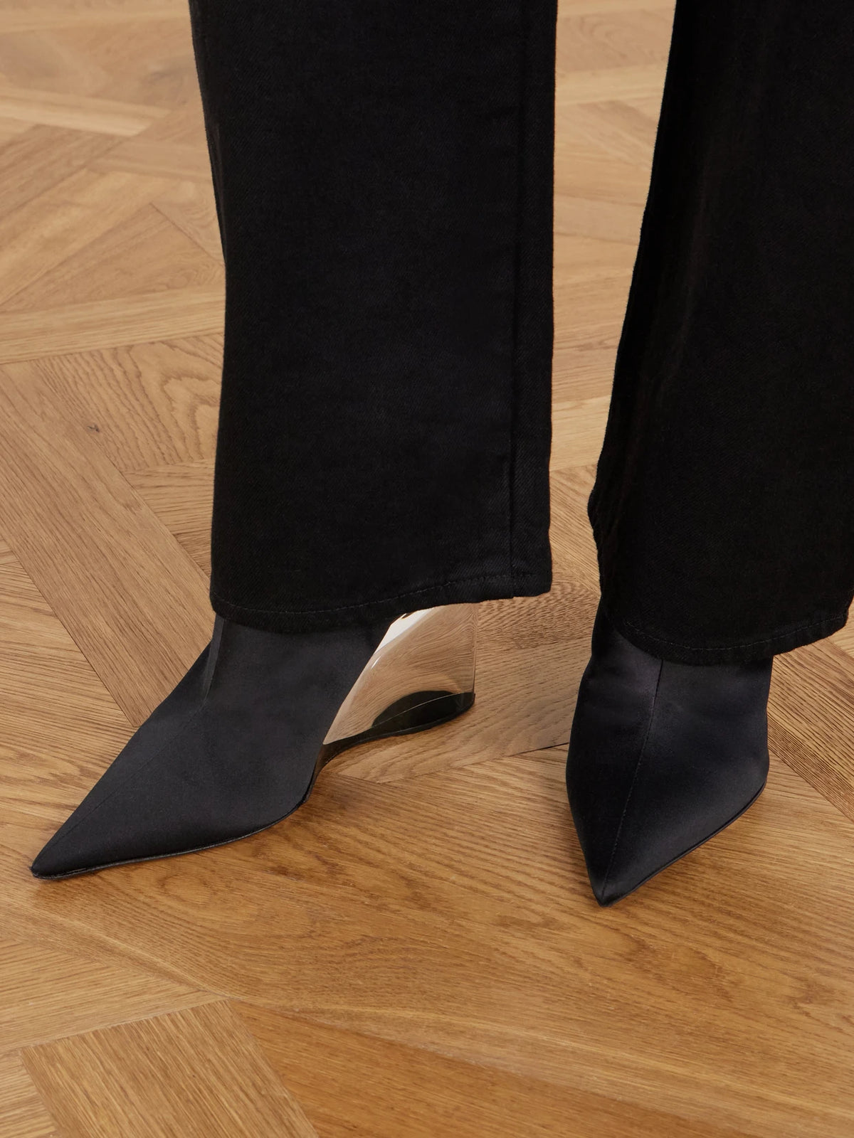 90 Satin Wedge Mules