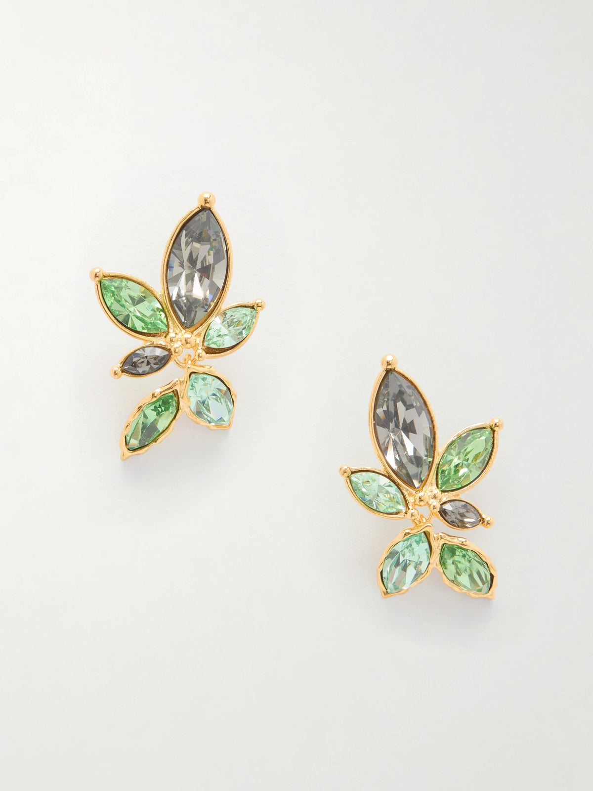Navette Crystal-embellished Gold-tone Clip Earrings