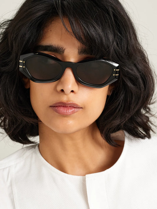 Image of Sunglasses. Product name - Diorsignature B1u Cat-eye Acetate Sunglasses in Black colour by brand - DIOR Eyewear