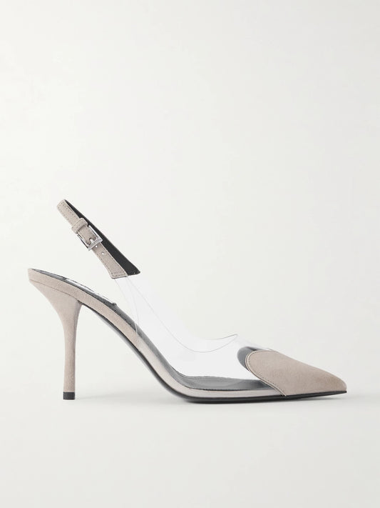 Le Caur 90 Suede And Pvc Slingback Pumps