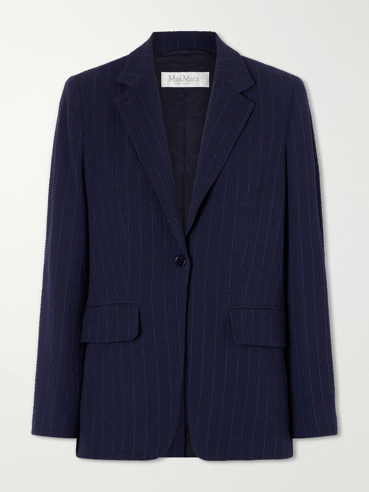 Max Mara Pinstriped Wool-blend Seersucker Blazer