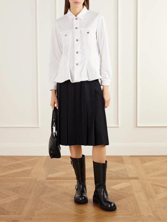 Image of Coats & Jackets. Product name - Peplum Jersey Jacket in White colour by brand - Comme des Garçons Comme des Garçons