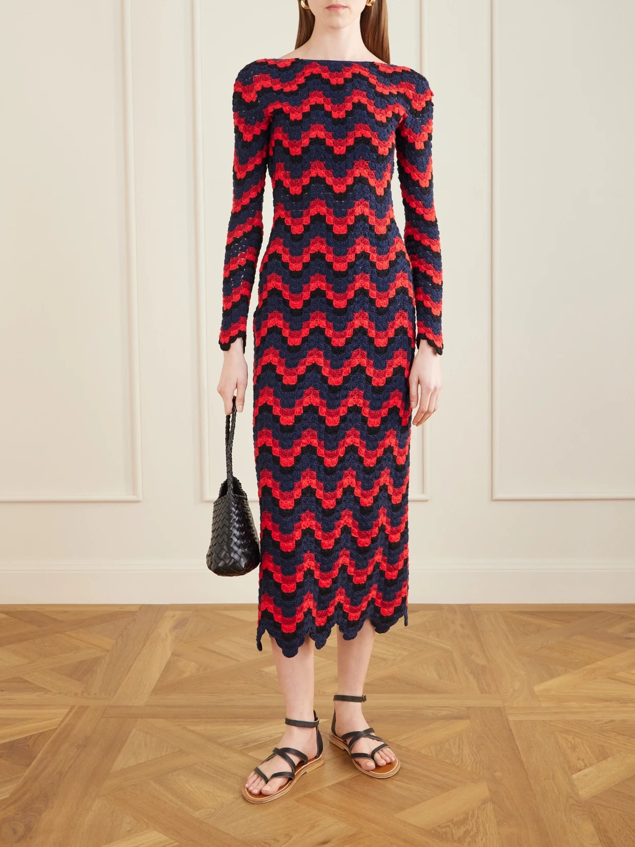 Image of Dresses. Product name - Ursula Crocheted Cotton Maxi Dress in Red colour by brand - ESCVDO