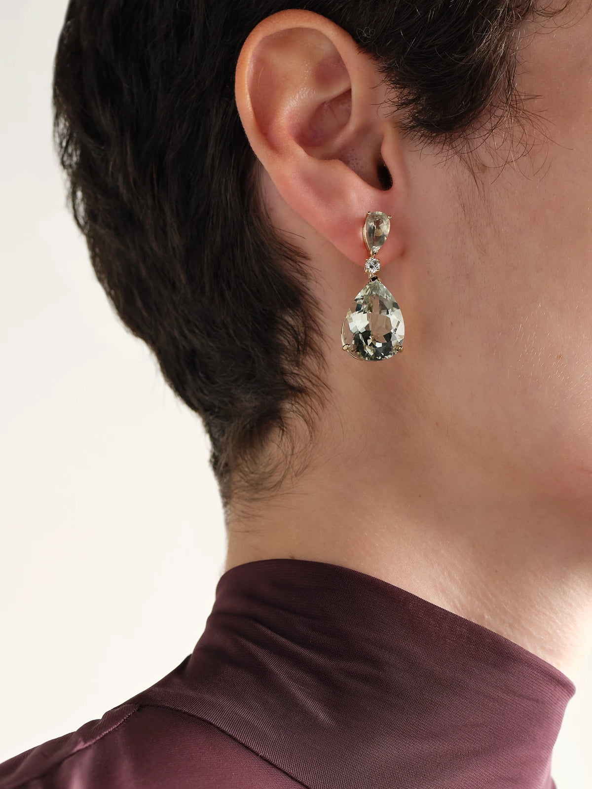 Image of Earrings. Product name - Sophia 14-karat Gold, Amethyst And Diamond Earrings in Green colour by brand - Mateo