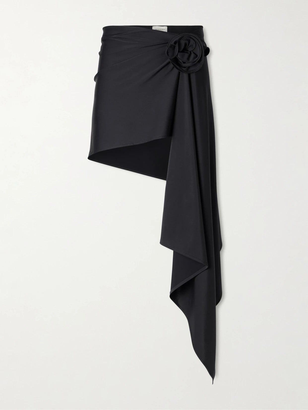 Asymmetric Floral-appliquéd Stretch-jersey Coverup