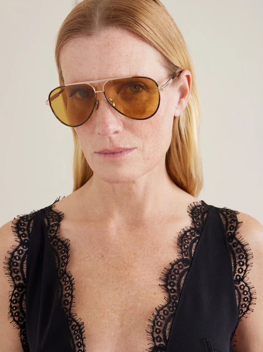 Image of Sunglasses. Product name - Rupert-02 Aviator-style Tortoiseshell And Metal Sunglasses in Multi colour by brand - TOM FORD