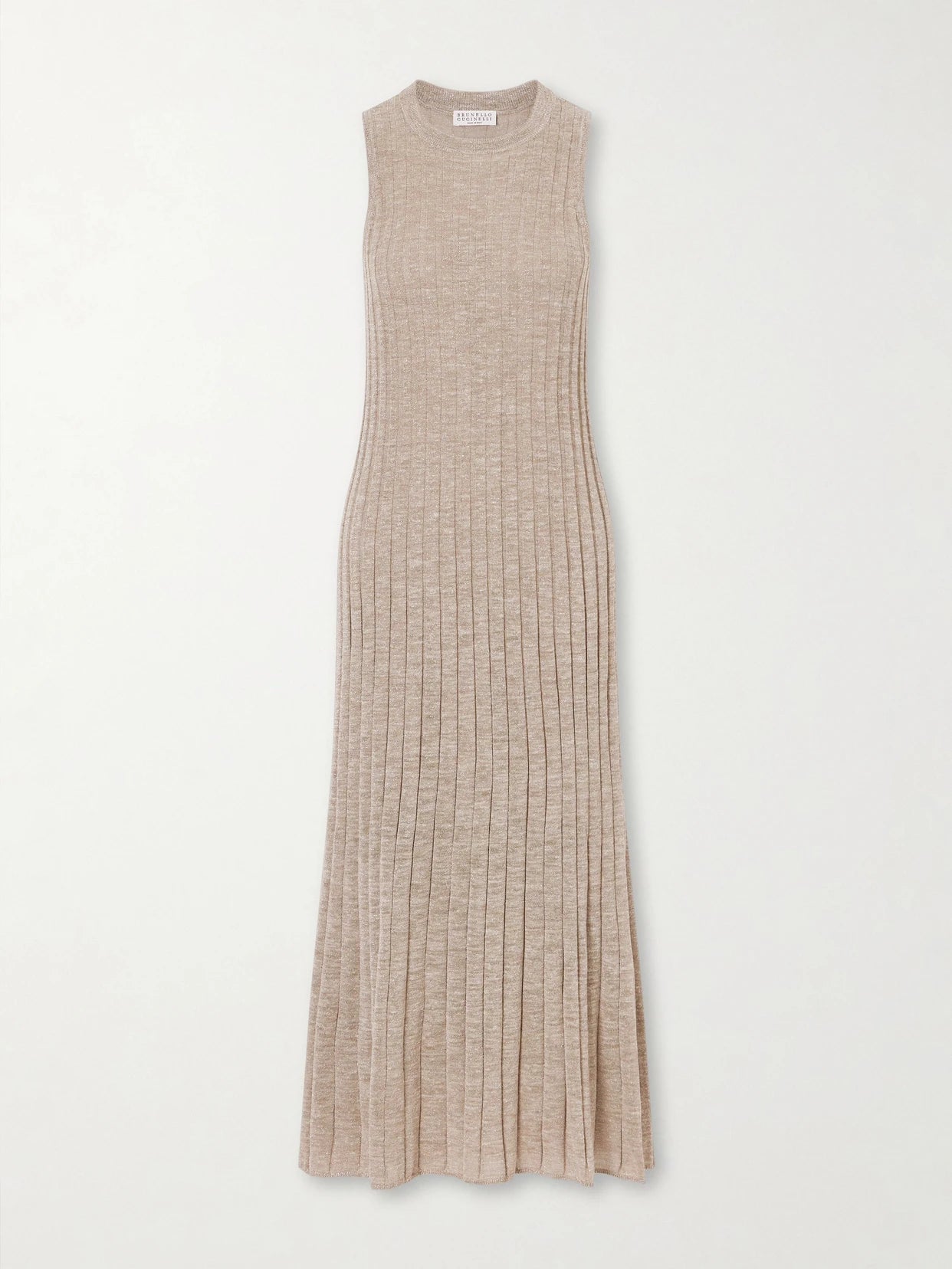 Metallic Ribbed-knit Midi Dress