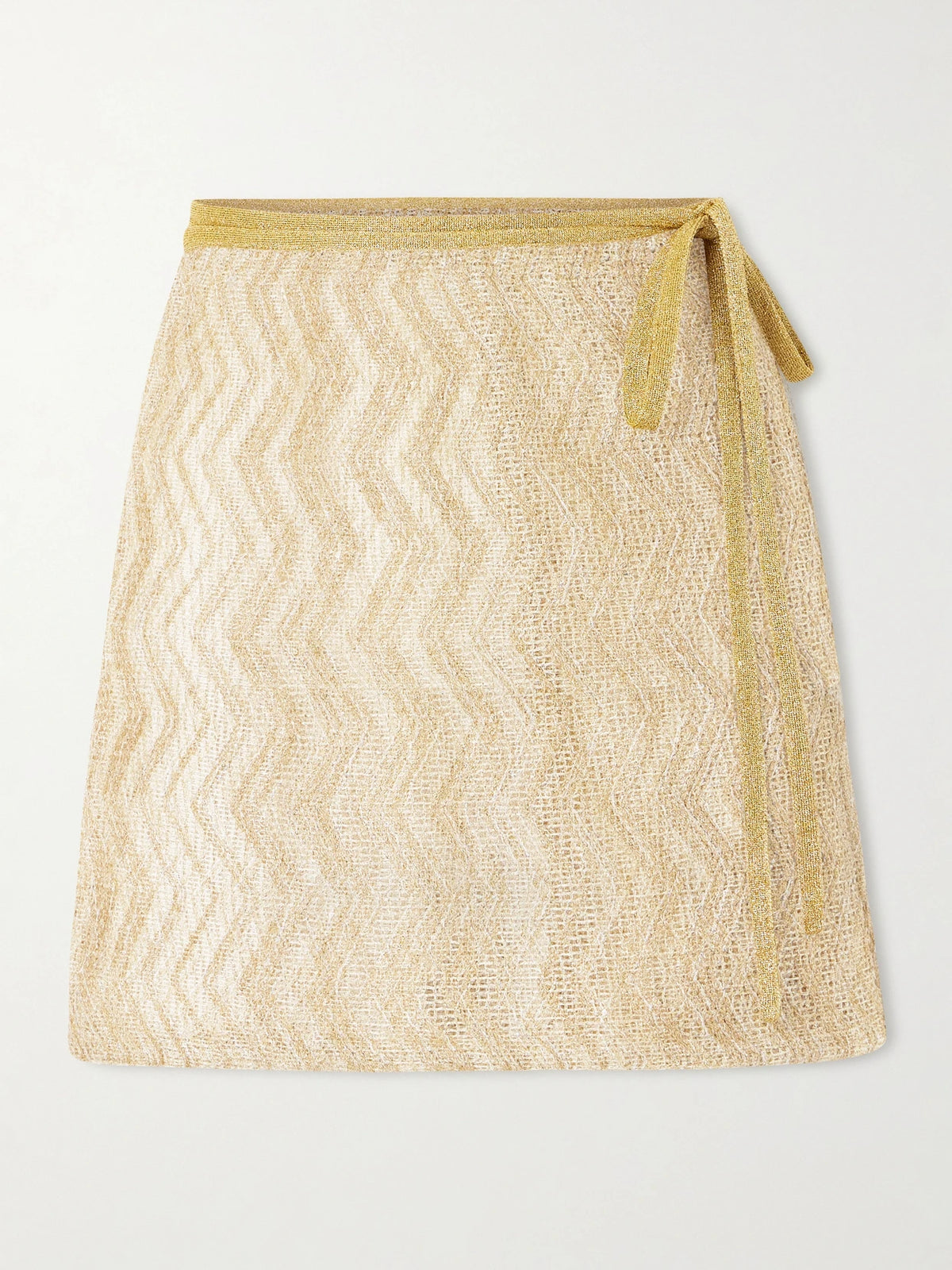 Missoni Mare Sequin-embellished Metallic Crochet-knit Mini Wrap Skirt