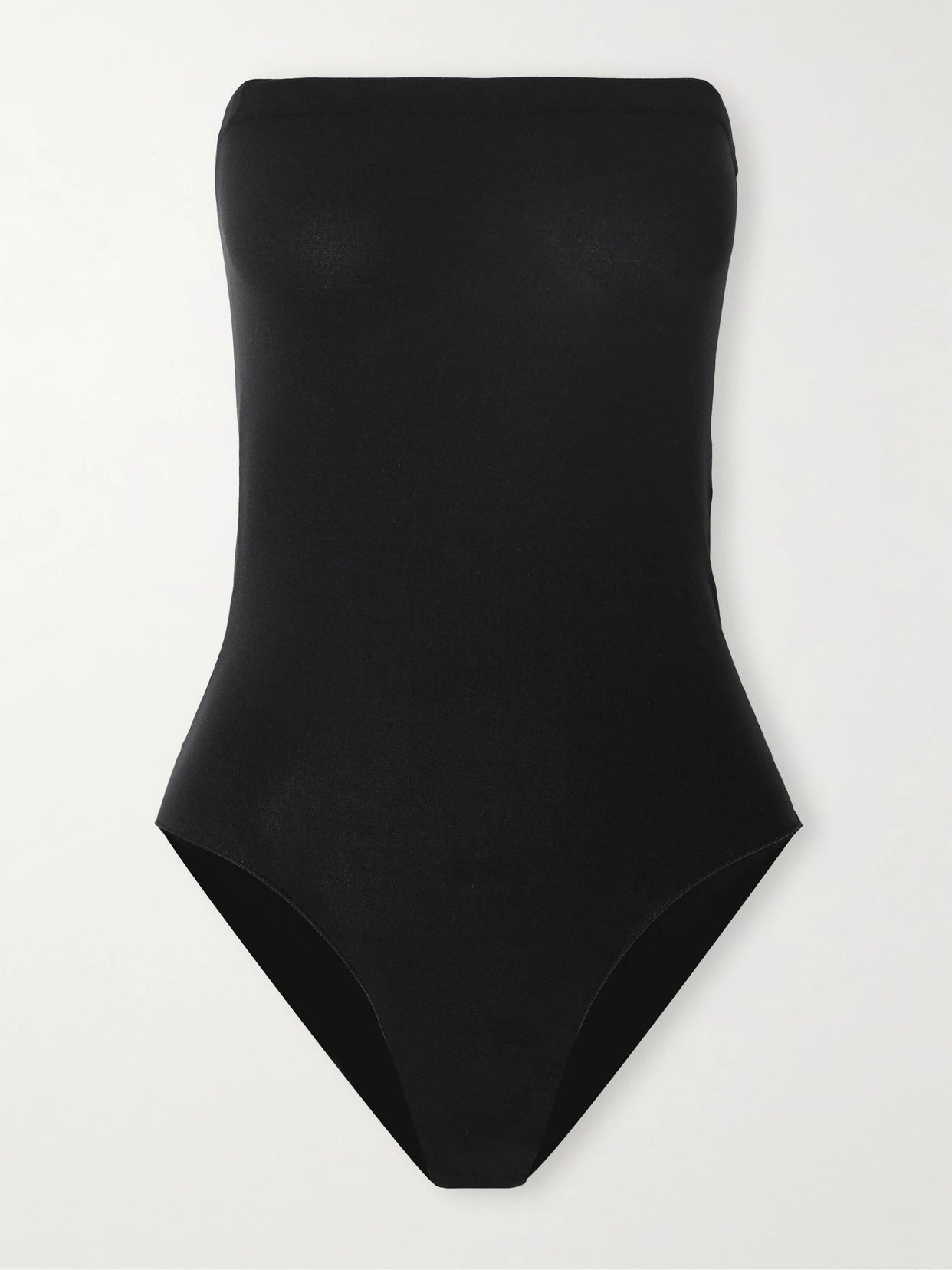Image of a model wearing Tops. Product name - Strapless Stretch-jersey Bodysuit in Black colour by brand - Alaïa