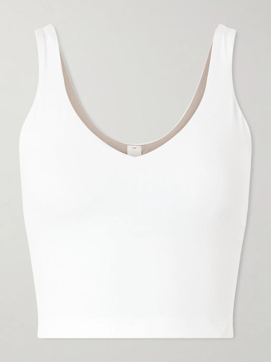 Image of a model wearing Tops. Product name - Align Nulu Tank in White colour by brand - lululemon