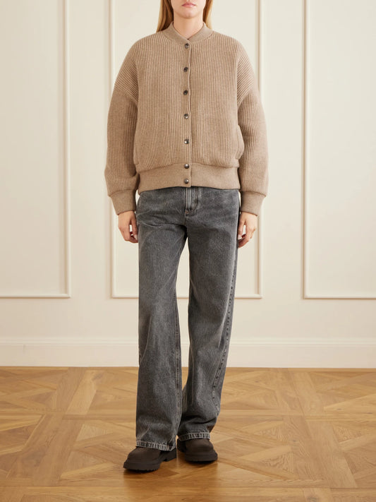 Image of Coats & Jackets. Product name - Cashmere Bomber Jacket in Light brown colour by brand - Brunello Cucinelli