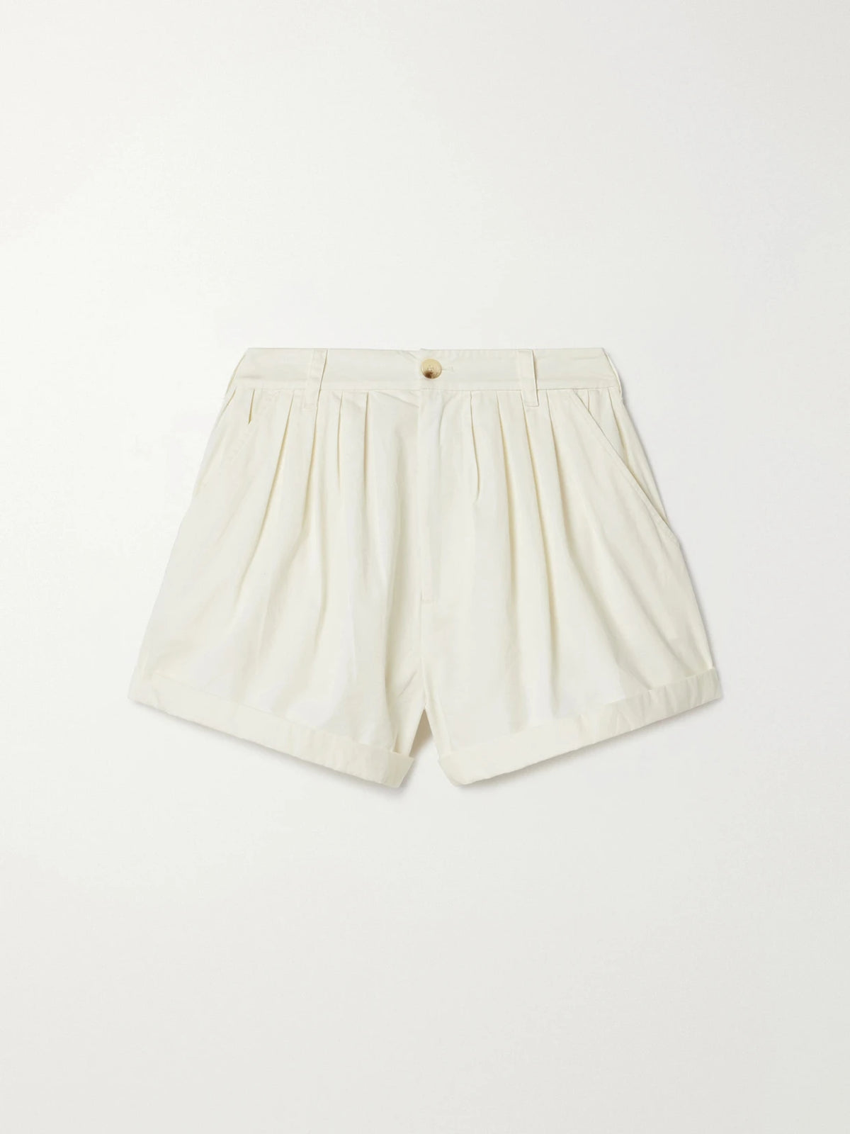 DÔEN Paige Pleated Organic Cotton-poplin Shorts