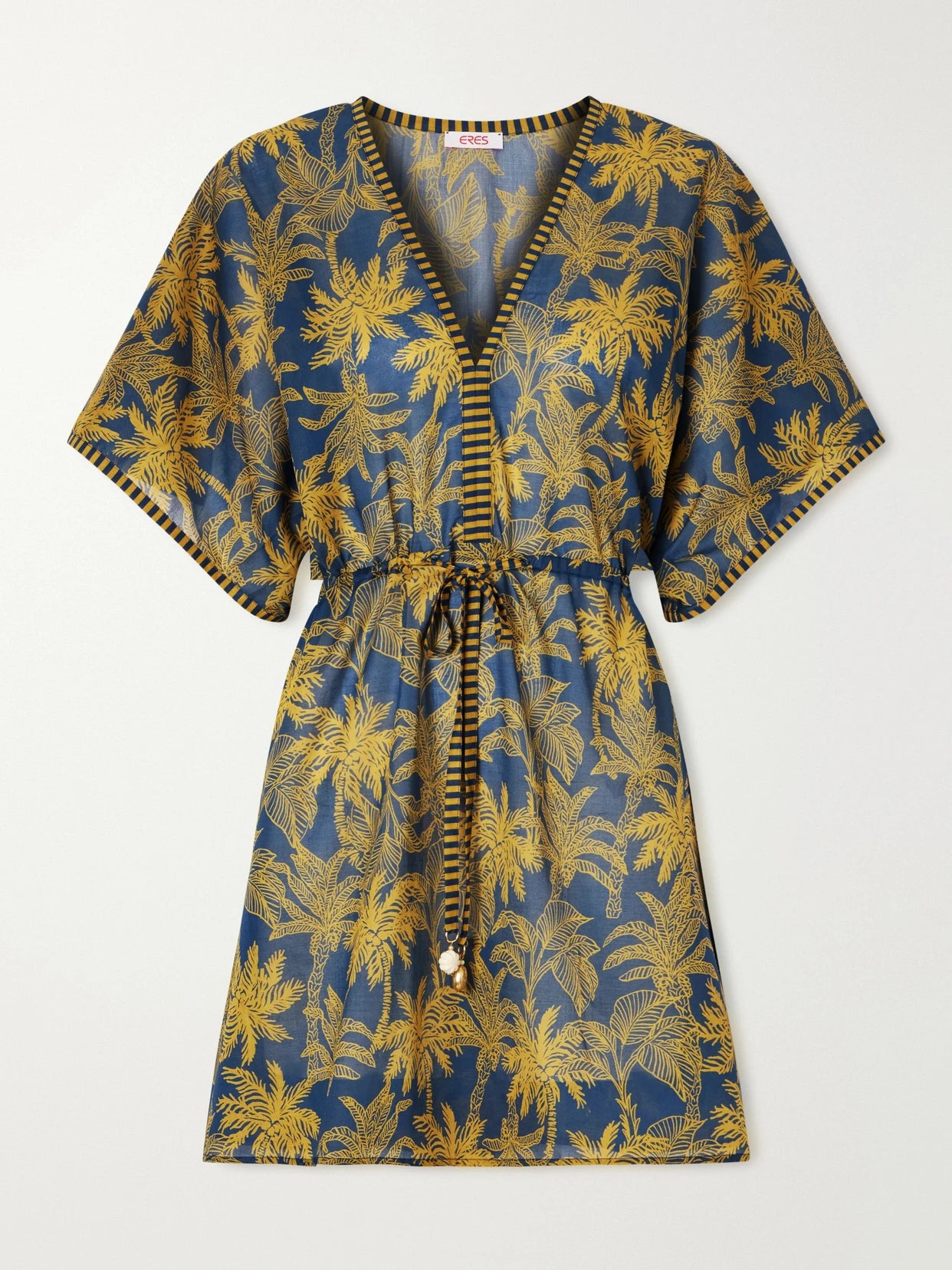 Image of Dresses. Product name - Peninsule Embellished Printed Cotton-voile Mini Dress in Navy colour by brand - Eres