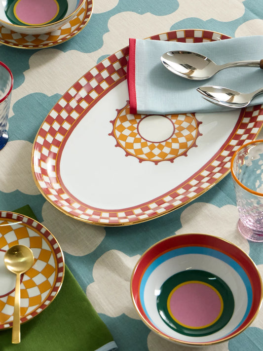 Image of Tableware. Product name - Gold-plated Porcelain Platter in Orange colour by brand - La DoubleJ