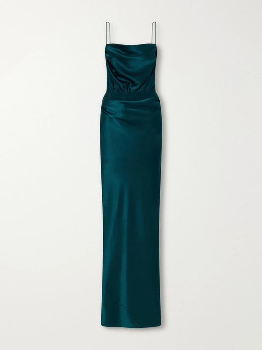 Heirlome Cleo Gathered Silk-satin Gown