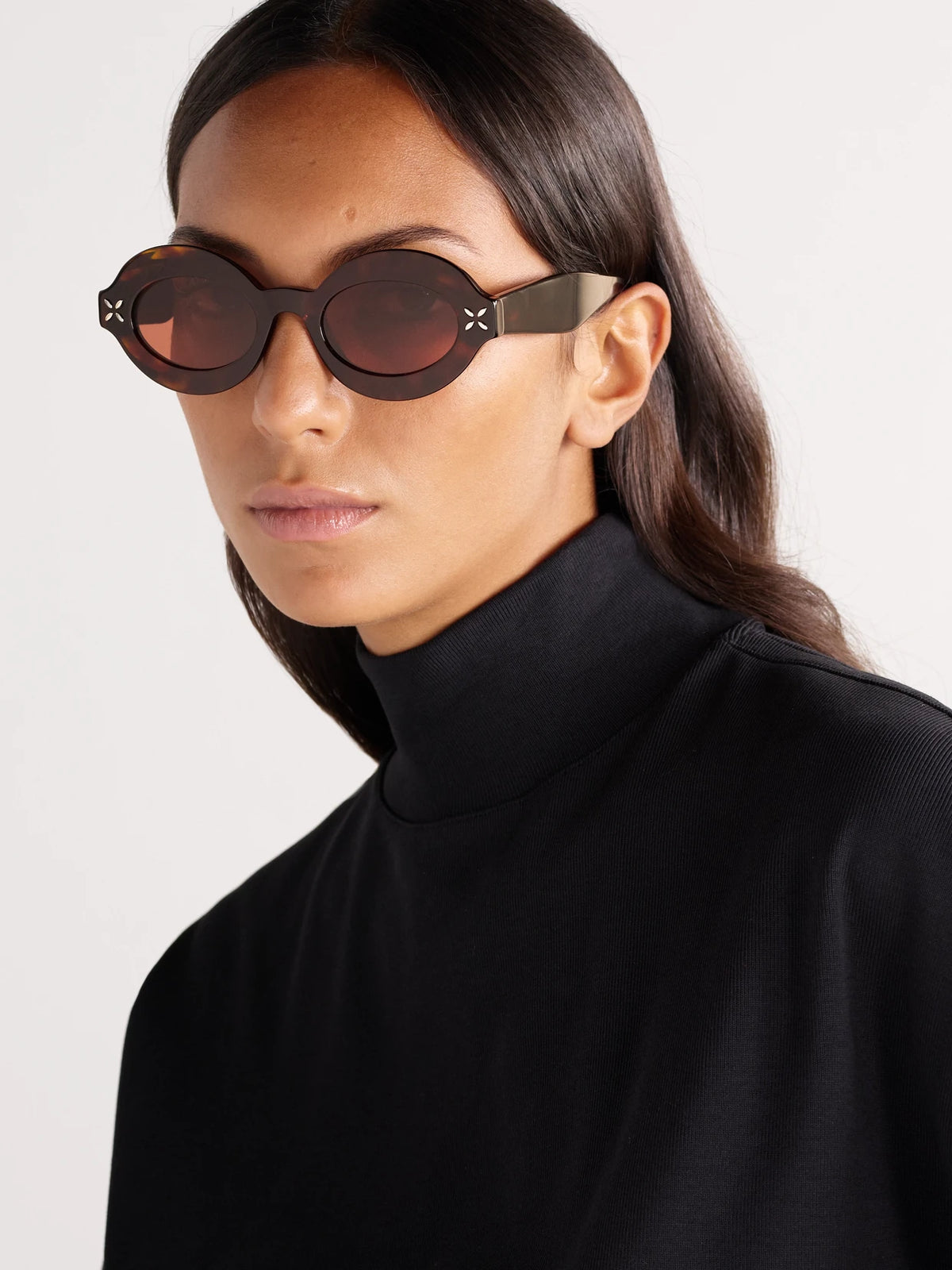 Image of Sunglasses. Product name - Petal Oval-frame Tortoiseshell Acetate Sunglasses in Multi colour by brand - Alaïa