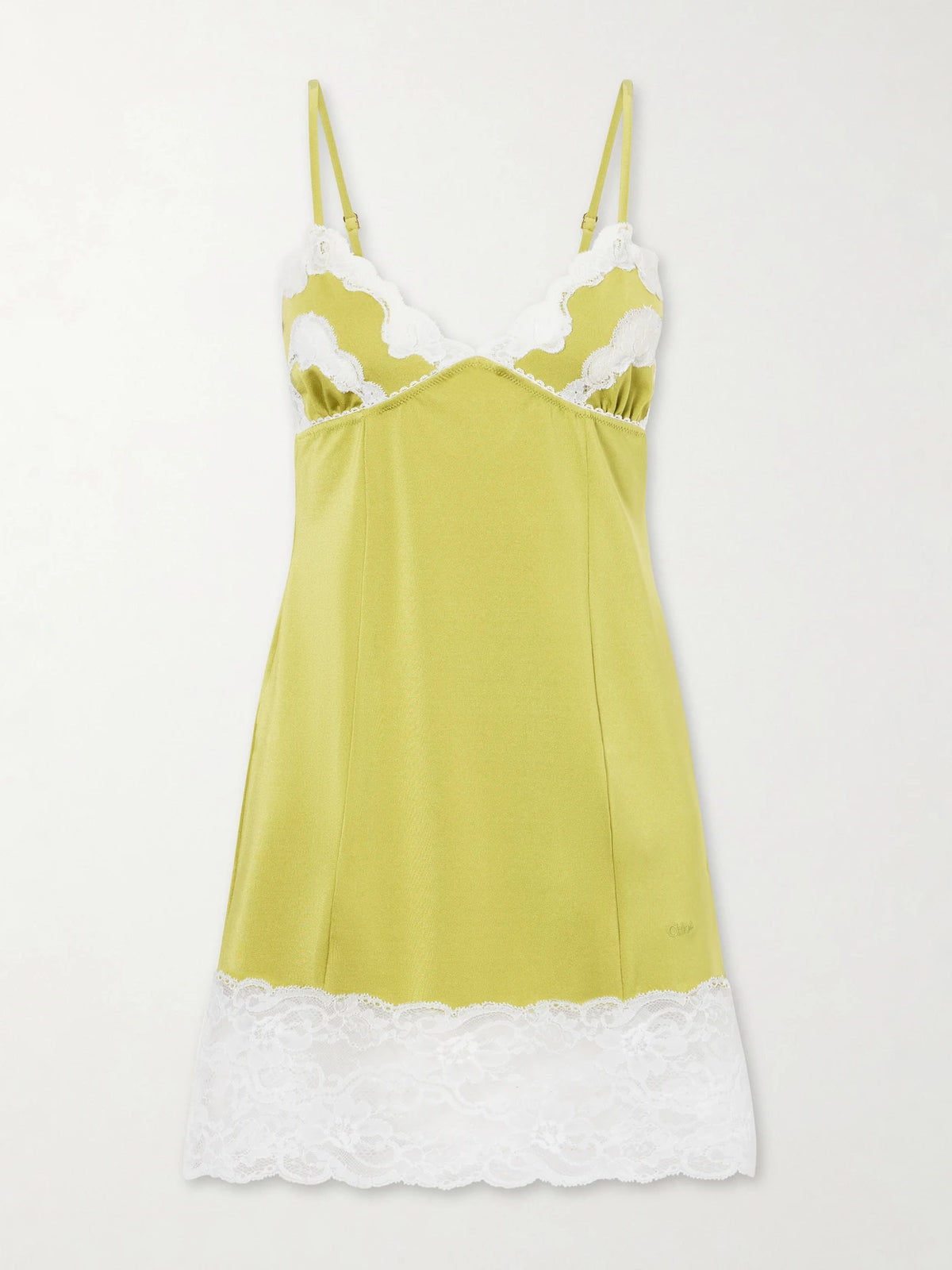 Chloé Lace-trimmed Satin Mini Dress