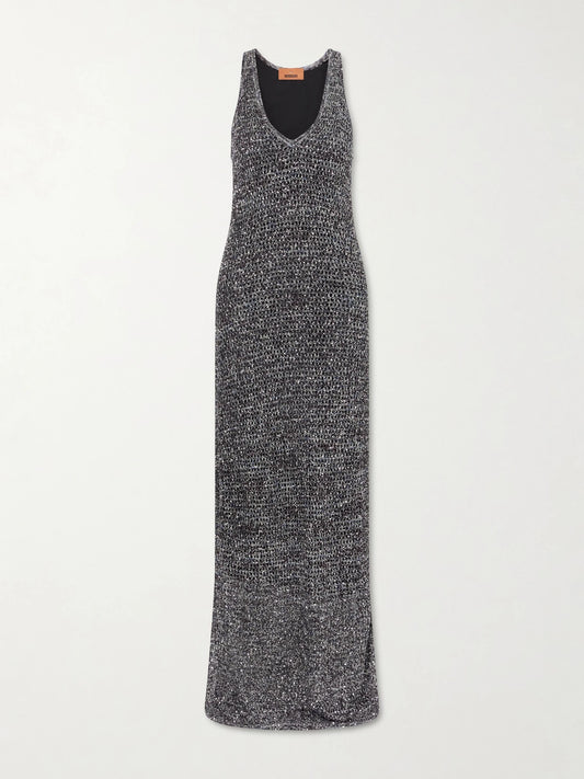 Embellished Mesh Maxi Dress