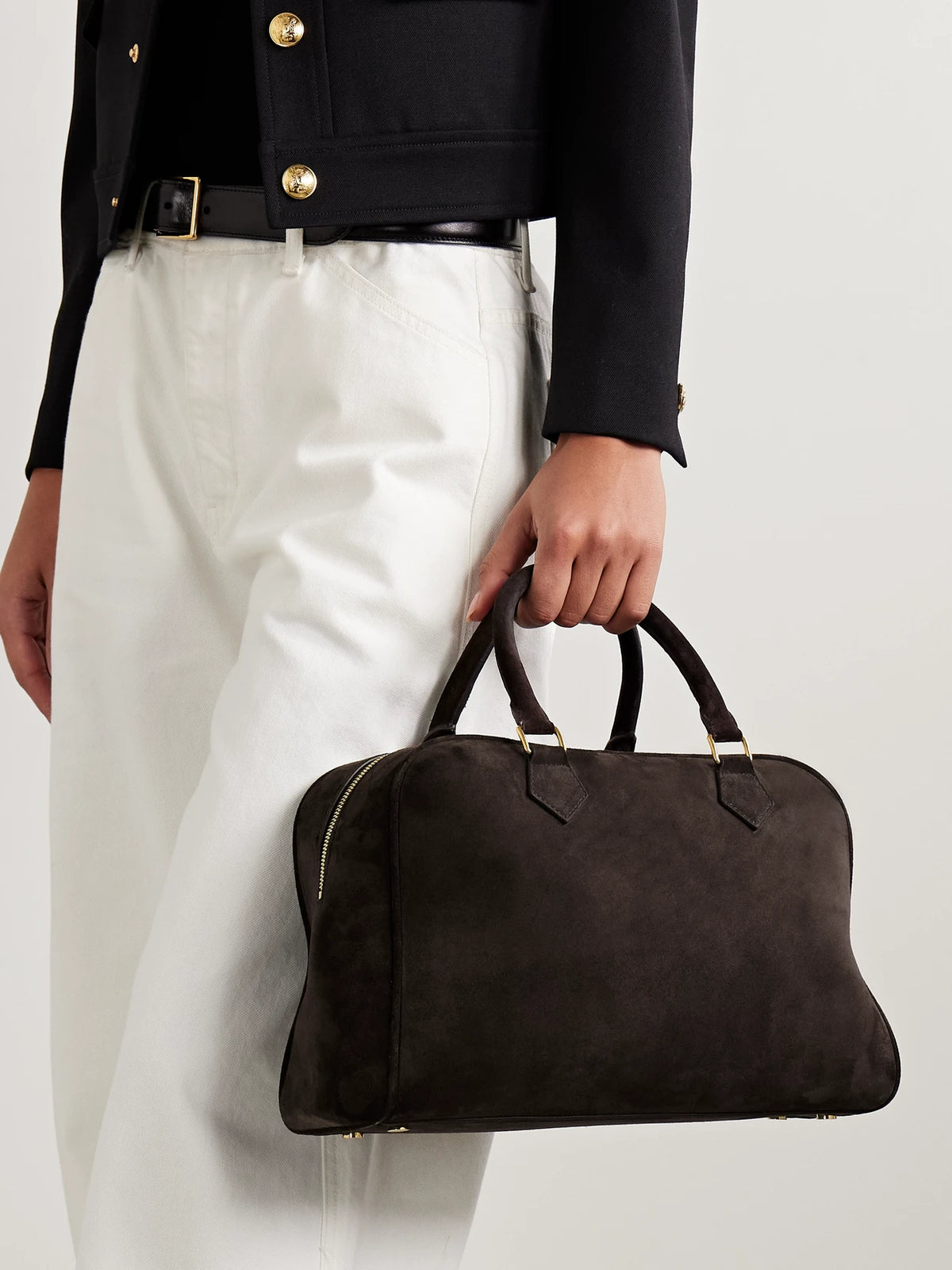Image of Bags. Product name - Jaclyn Suede Tote in Brown colour by brand - Nili Lotan