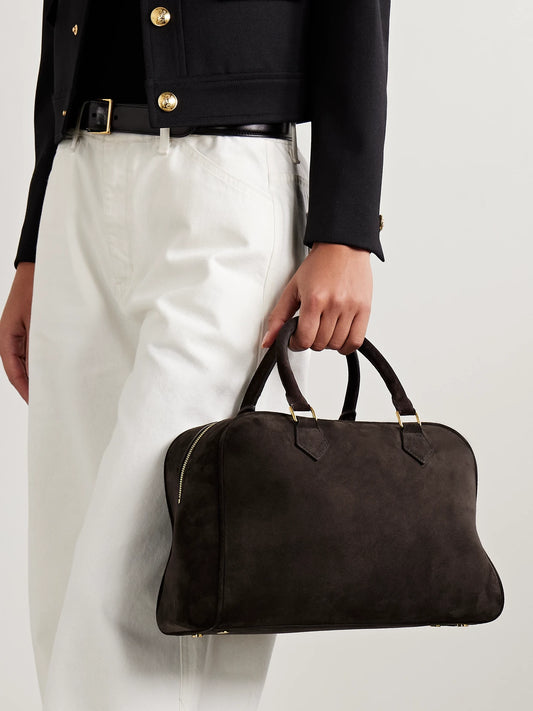 Image of Bags. Product name - Jaclyn Suede Tote in Brown colour by brand - Nili Lotan