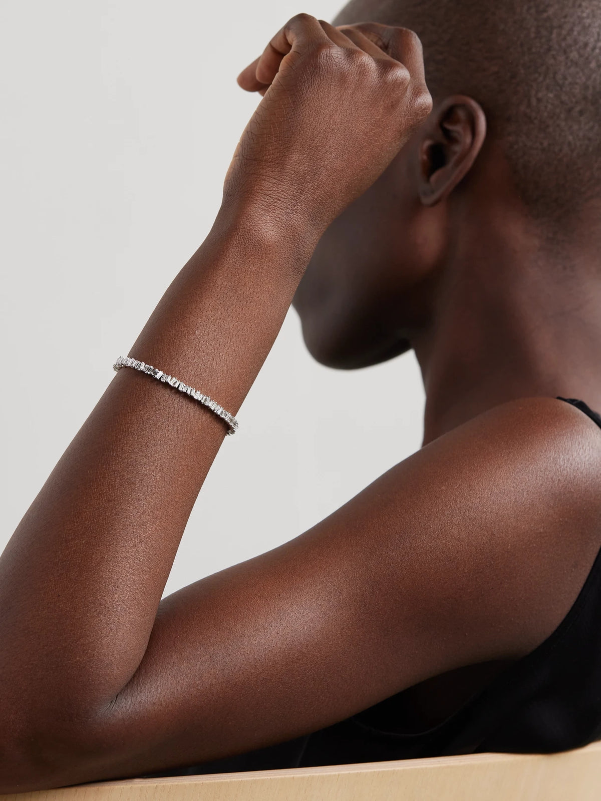 Image of Bracelets. Product name - 18-karat White Gold Diamond Tennis Bracelet in Multi colour by brand - Suzanne Kalan