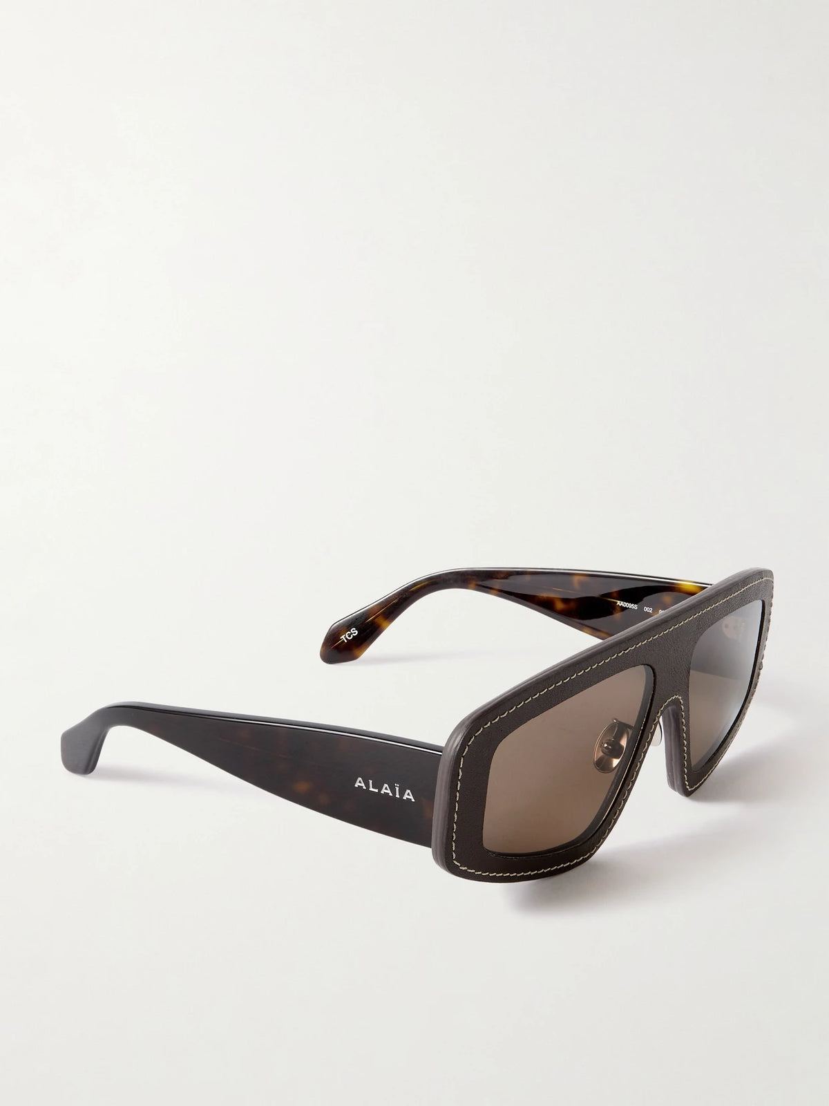 Mask D-frame Leather And Tortoiseshell Acetate Sunglasses