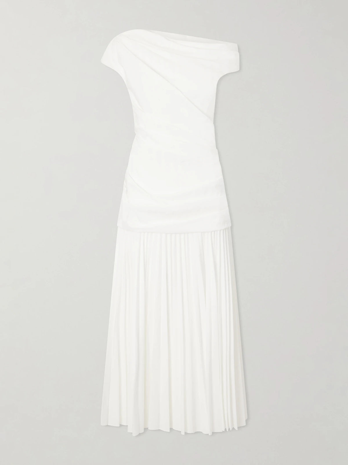 SIMKHAI Ammalie One-shoulder Draped Pleated Poplin Midi Dress