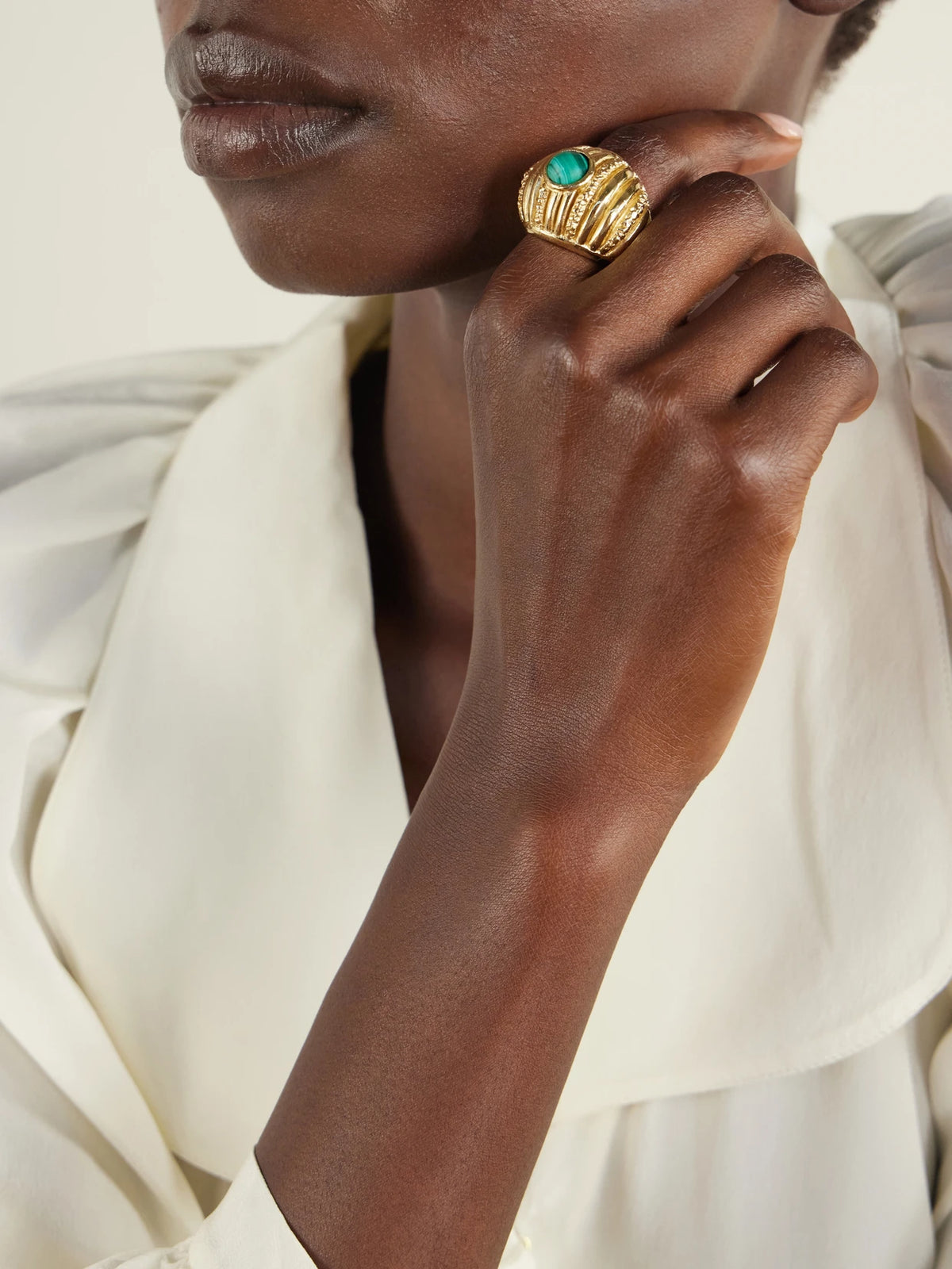 Image of Rings. Product name - Reef Gold-plated Onyx Ring in Multi colour by brand - Paola Sighinolfi