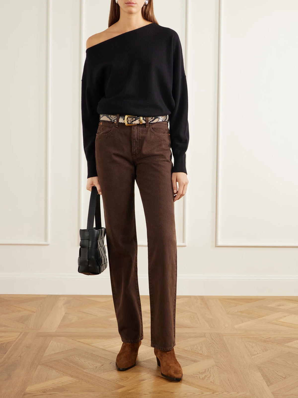 Image of Jeans. Product name - Phoenix Mid-rise Straight-leg Jeans in Brown colour by brand - SLVRLAKE