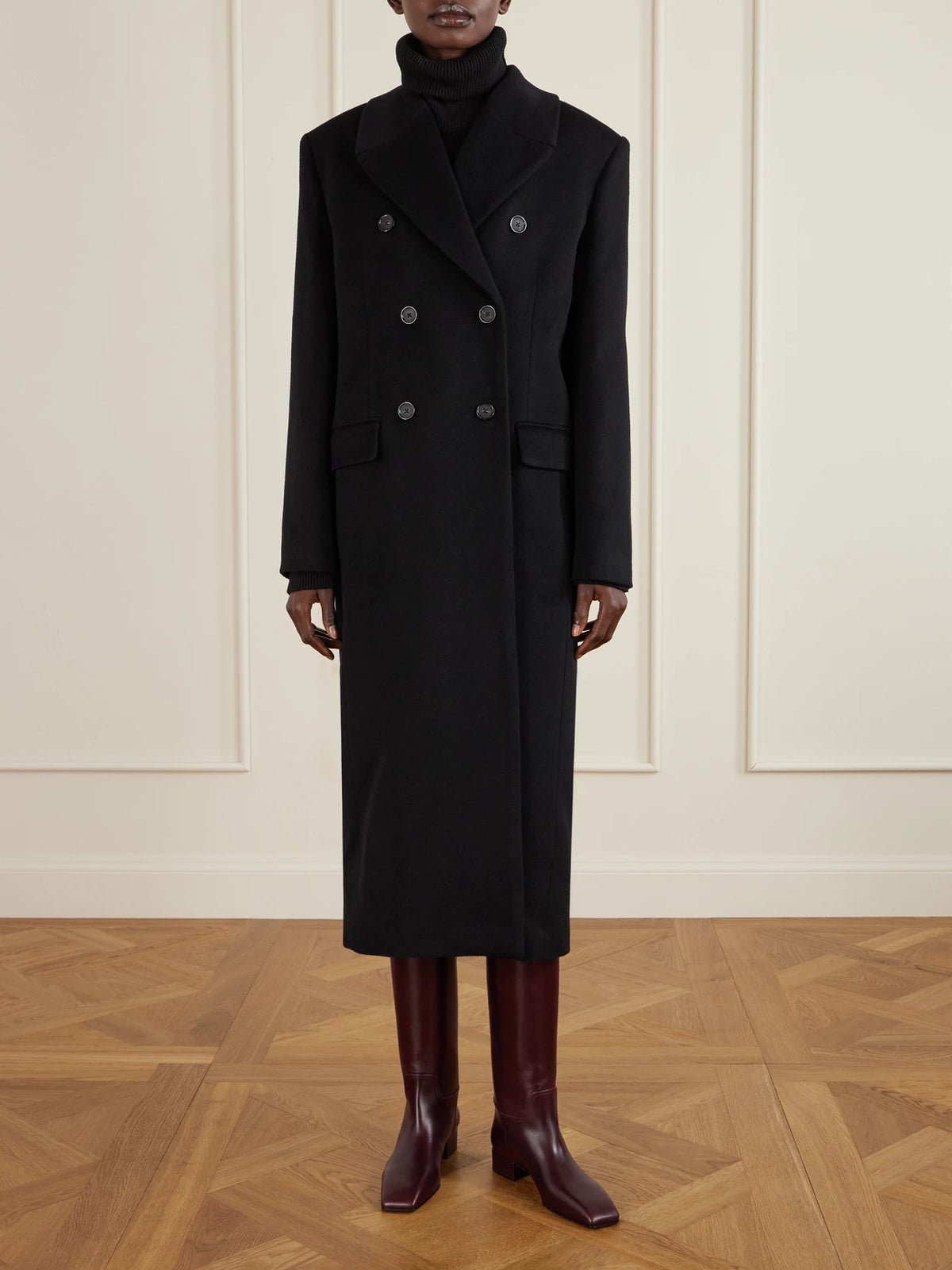 Image of Boots. Product name - Classic Square Leather Knee Boots in Merlot colour by brand - CHRISTEN