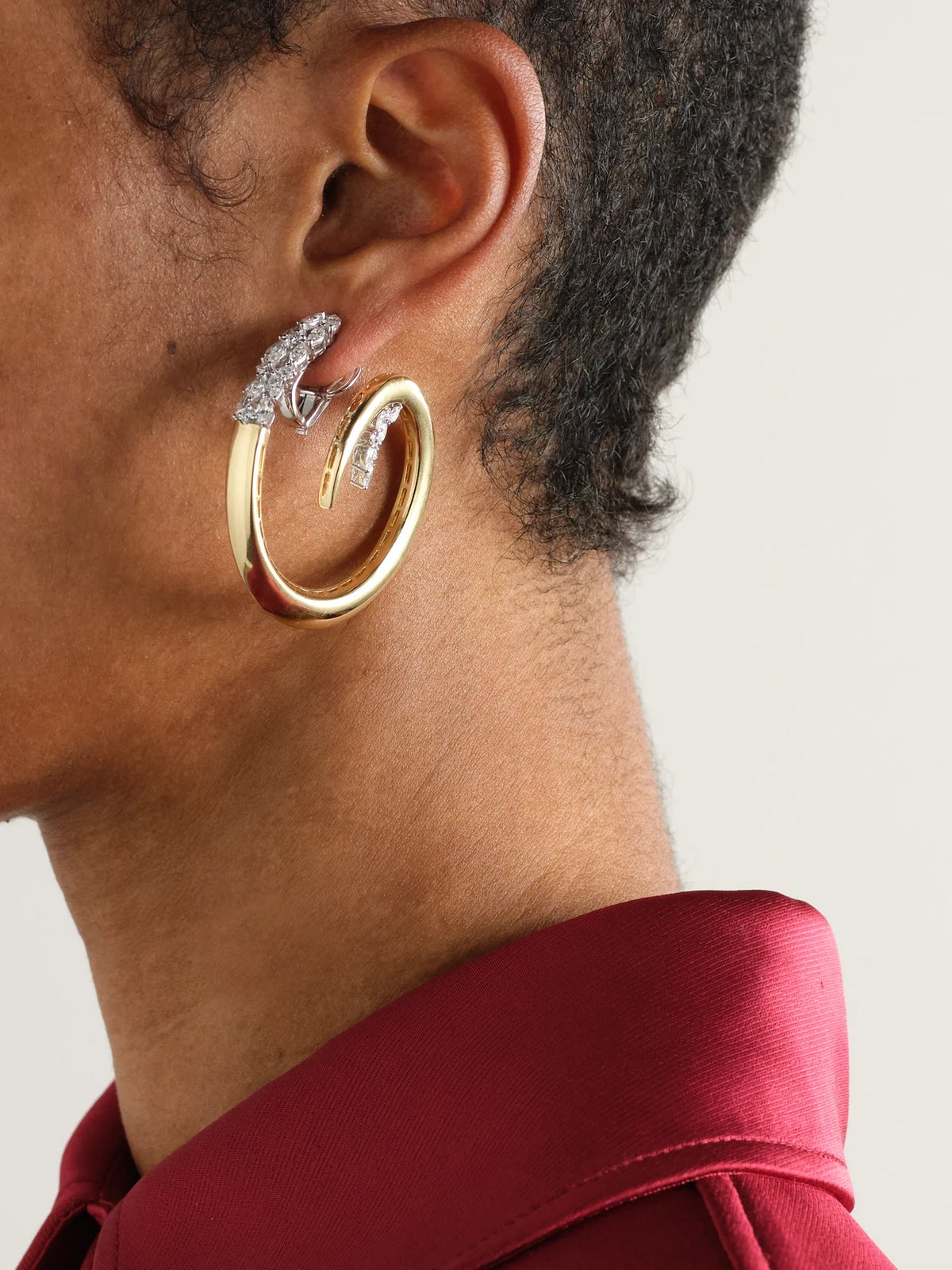Image of Earrings. Product name - Golden Strada Drop 18-karat Yellow And White Gold Diamond Earrings in Multi colour by brand - YEPREM