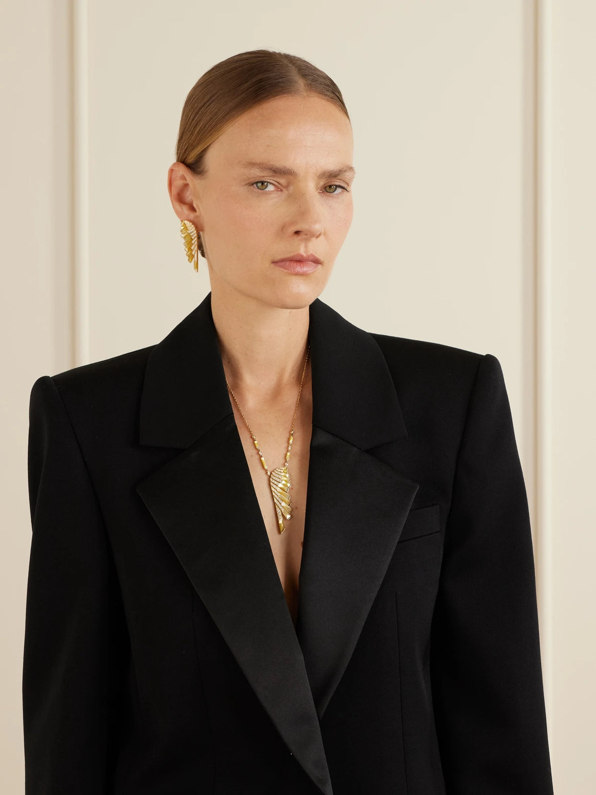 Image of Earrings. Product name - Wings Rising 18-karat Gold, Diamond And Mother-of-pearl Earrings in Multi colour by brand - Garrard