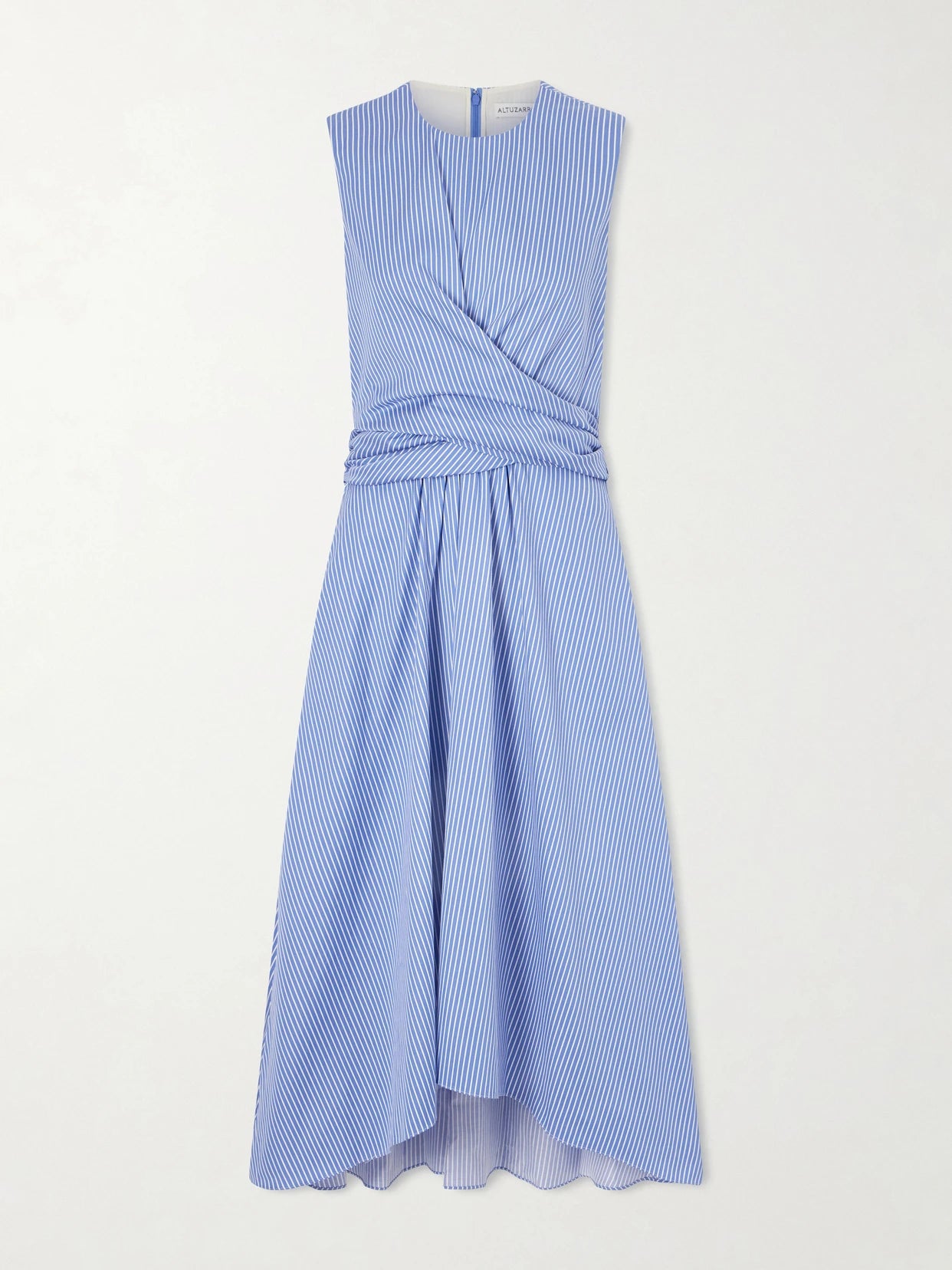 Penny Striped Gathered Cotton Midi Dress