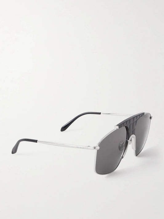 Aviator-style Silver-tone And Acetate Sunglasses