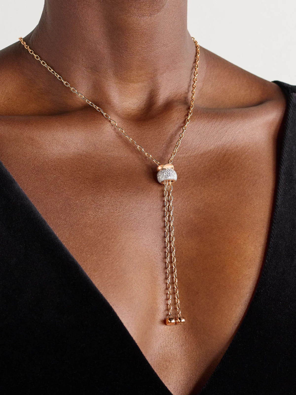 Image of Necklaces. Product name - Iconica Rhodium-plated 18-karat Rose Gold Diamond Necklace in Multi colour by brand - Pomellato