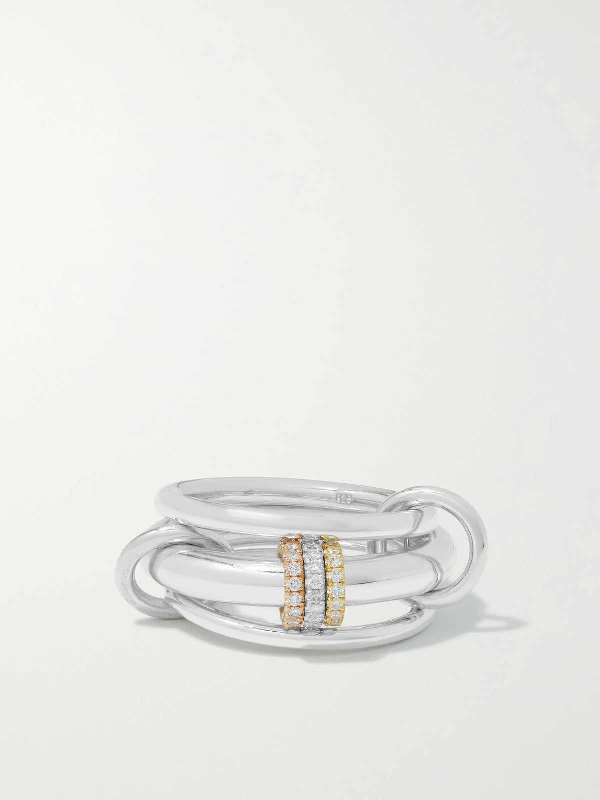 Gemini Set Of Three 18-karat White, Yellow And Rose Gold Diamond Rings