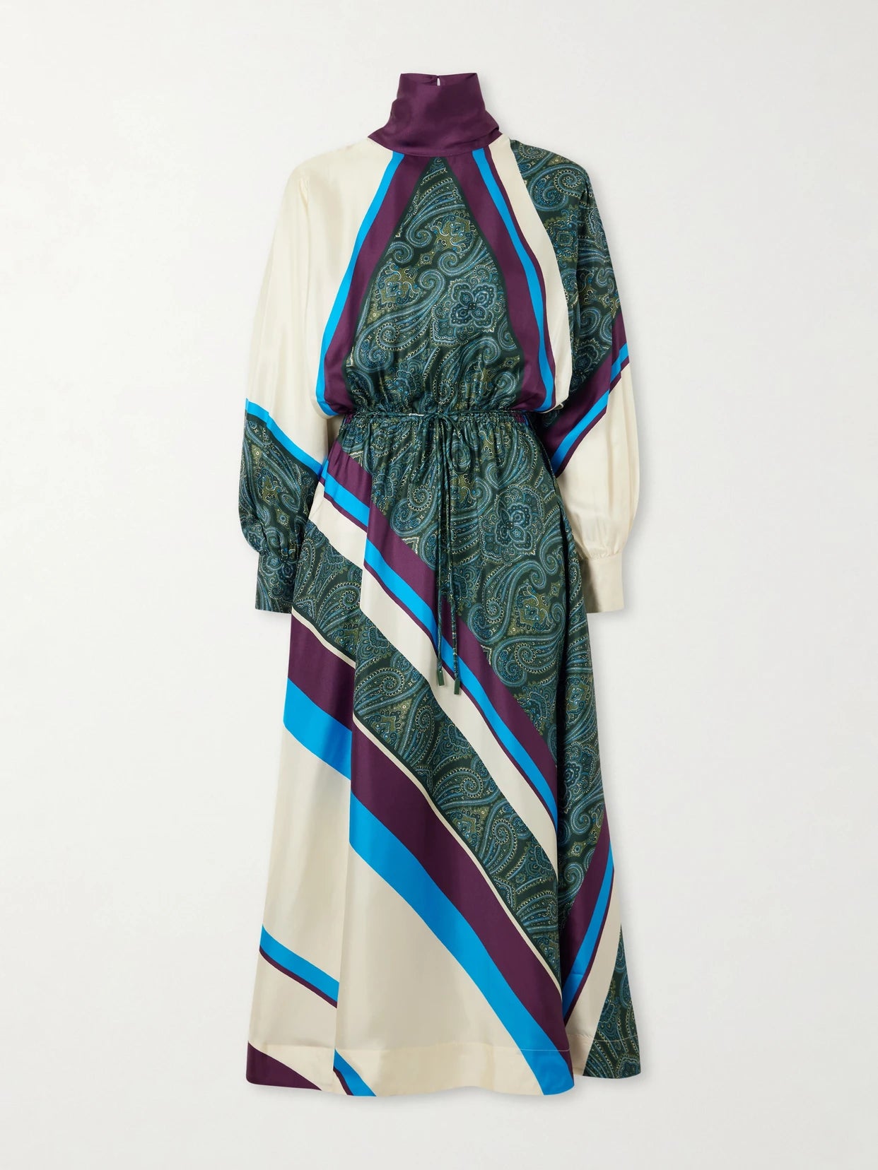 Image of Dresses. Product name - Joni Tie-detailed Printed Silk-twill Midi Dress in Multi colour by brand - ALÉMAIS