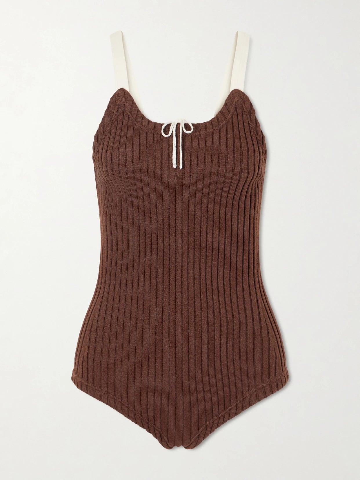 Color-block Ribbed-knit Wool And Cotton-blend Bodysuit