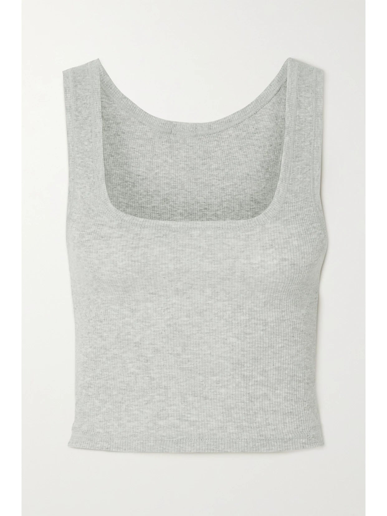 Cotton Collection Cropped Ribbed Cotton-blend Jersey Tank - Light Heather Grey