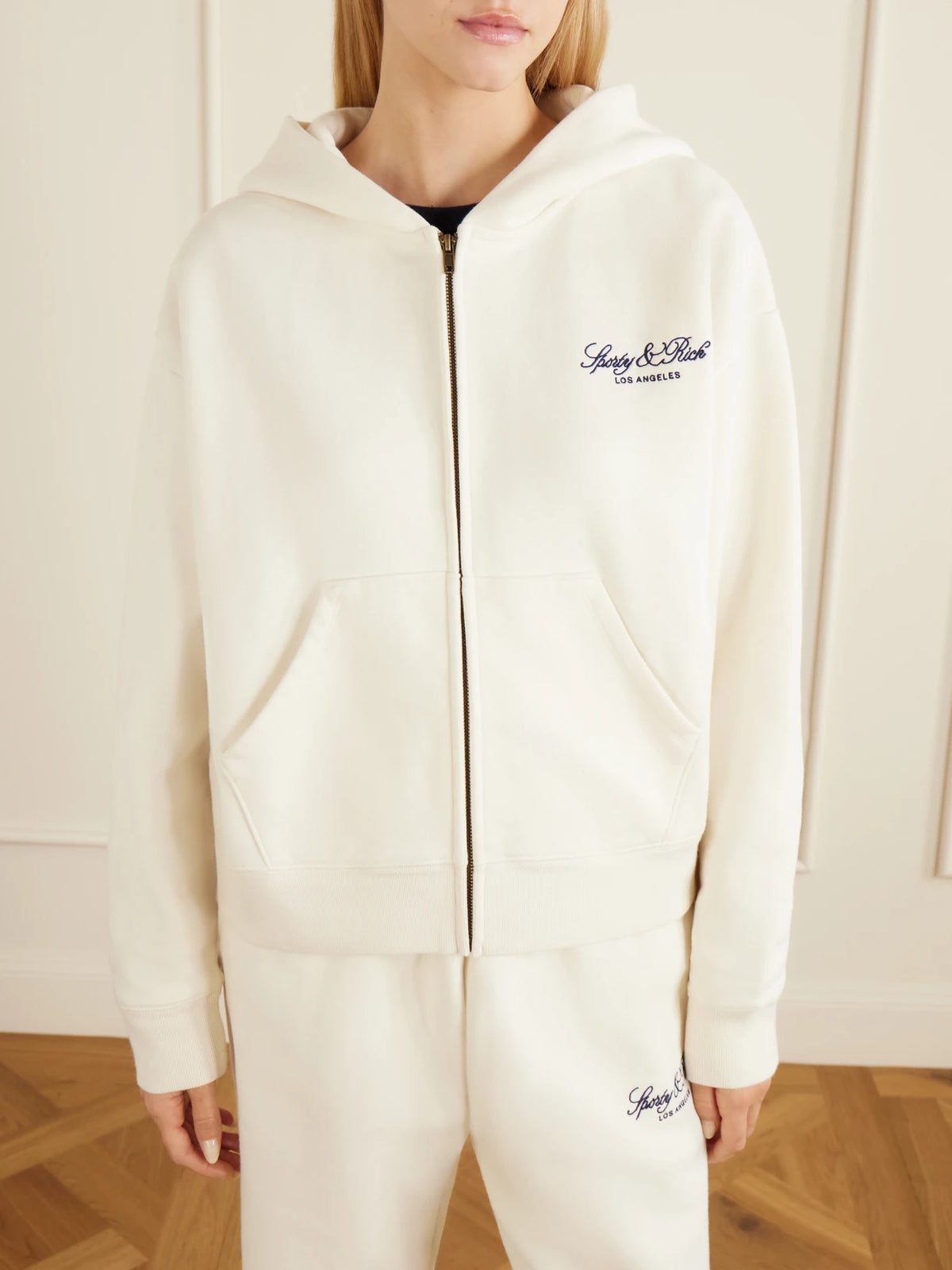 Sporty & Rich Vendome La Embroidered Cotton-fleece Hoodie