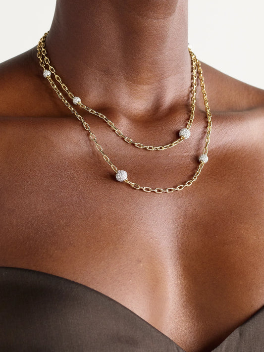 Image of Necklaces. Product name - Dy Madison Rhodium-plated 18-karat Gold Diamond Necklace in Multi colour by brand - David Yurman